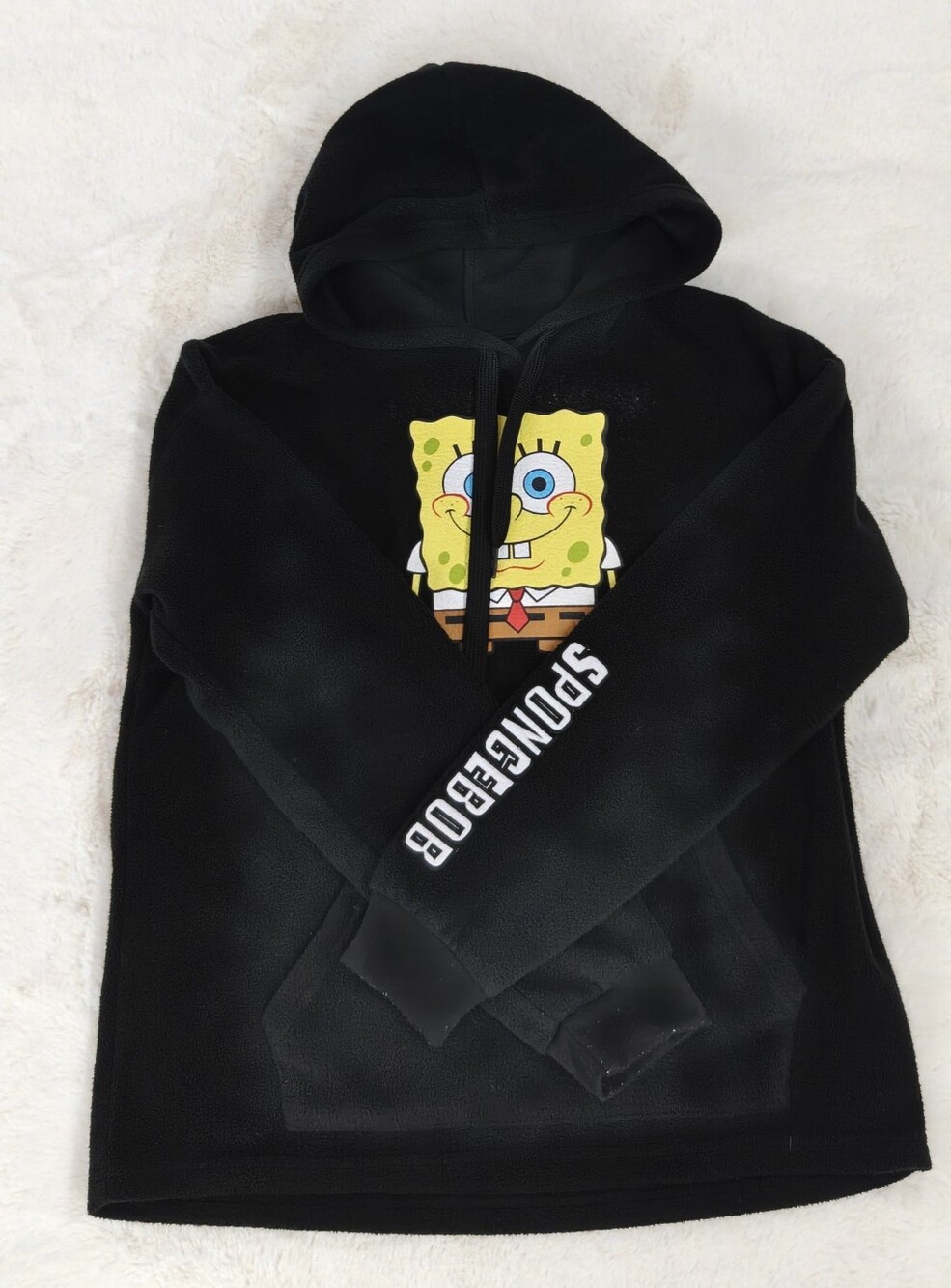 Black Hoodie with Yellow SpongeBob Graphic